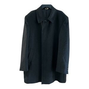 Pronto Mondo Lana Lux Men’s Wool-Cashmere Harvard Overcoat Black 46R Italy